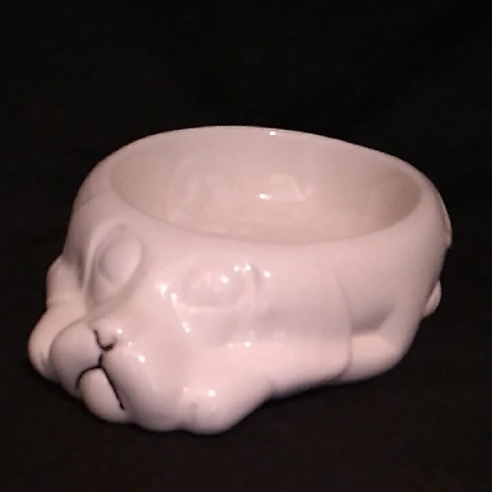 Vintage Lillian Vernon White Ceramic Dog Bowl